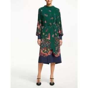 Boden Green and Navy Midi Dress like NEW